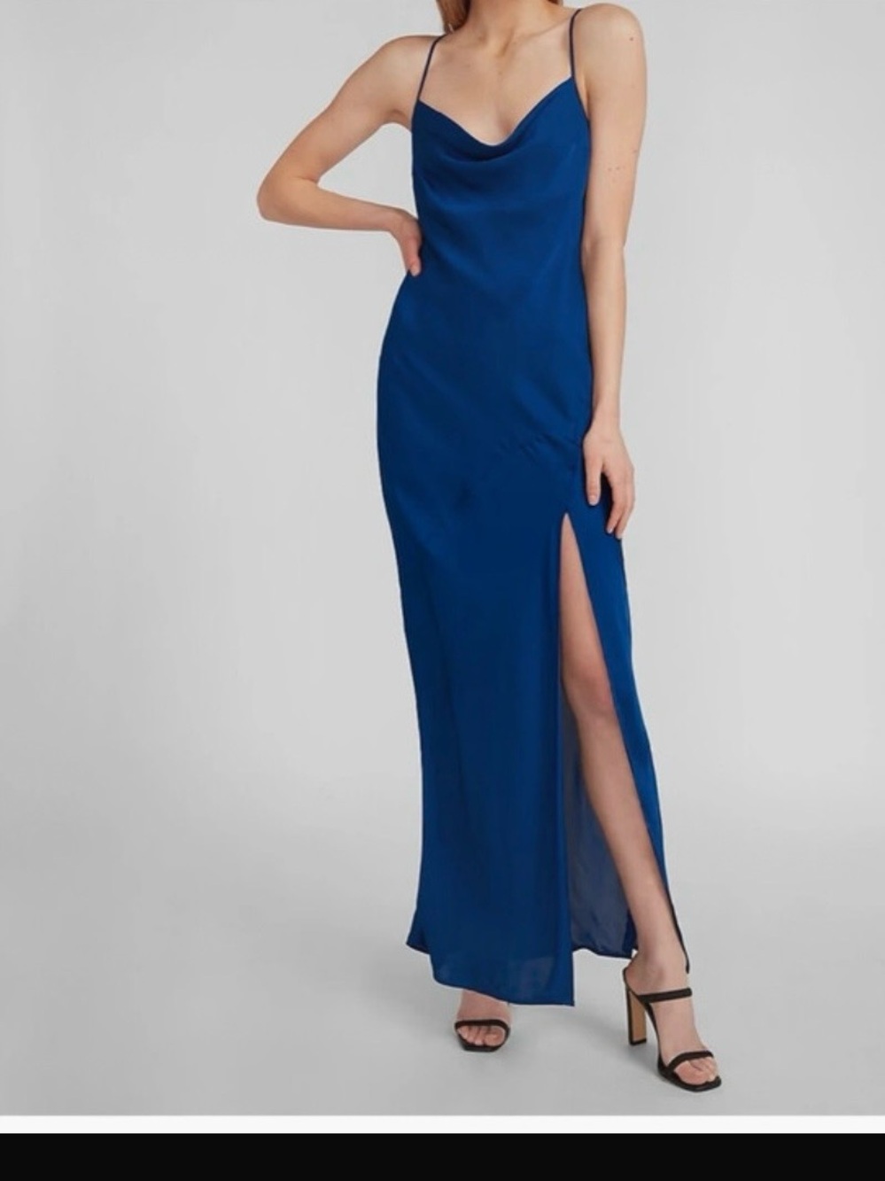 Express Royal Blue Cowl Neck Spaghetti Strap Maxi Dress